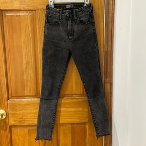 a&f high rise super skinny ankle (grey/black)